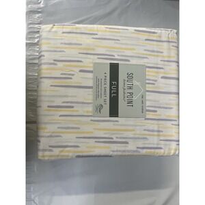 South Point Home Fashions Full Sheet Set 4 Piece Yellow Grey Dash 1019729 NEW